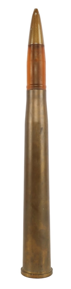 40MM BOFORS L/70 M851 INERT TRAINING ROUND: 40mm dummy round with projectile. Inert. Case marked "40mm L/70 Dummy M851." Headstamped "40mm L/70 RN084J008-002." Length 21 inches.