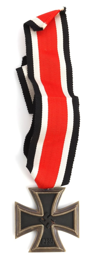 WWII GERMAN IRON CROSS 2ND CLASS: Two piece frame with magnetic core. The ring is marked 4 for Steinhauer & Luck. It measures 1 3/4 inches. This lot has a reserve.