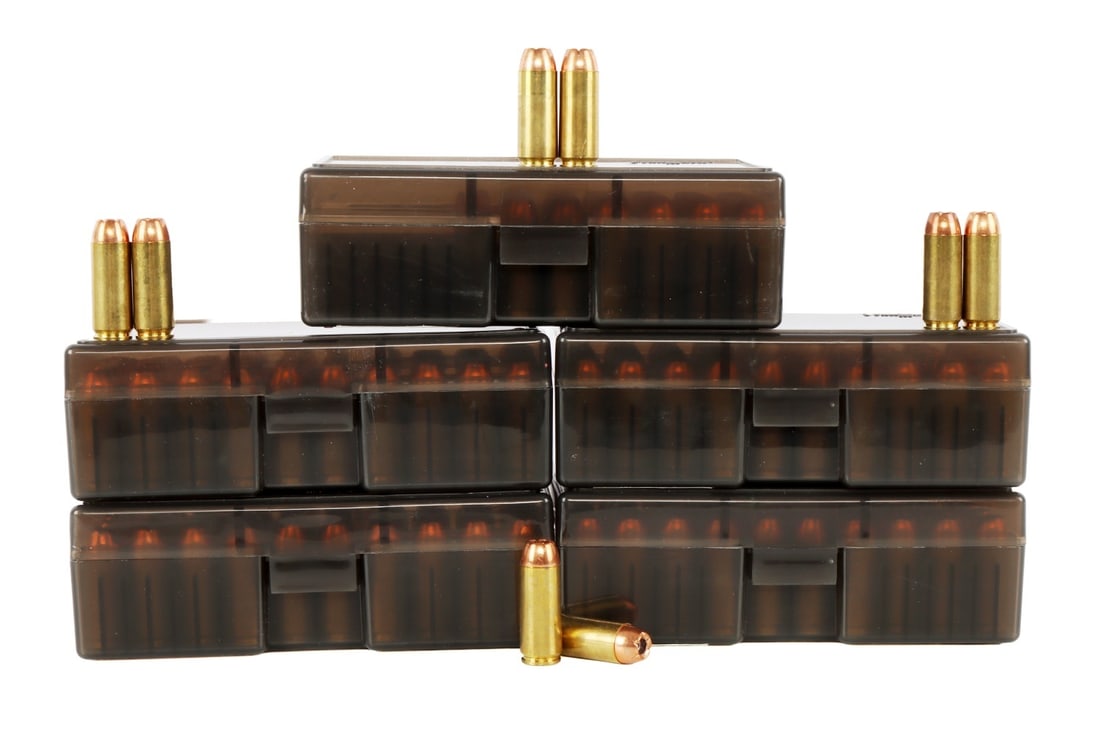 240 RDS .50 AE 300GR JHP STEINEL PISTOL AMMO: Lot of 240 rounds factory new .50 Action Express 300gr XTP centerfire pistol ammunition in Frankford 506 boxes.