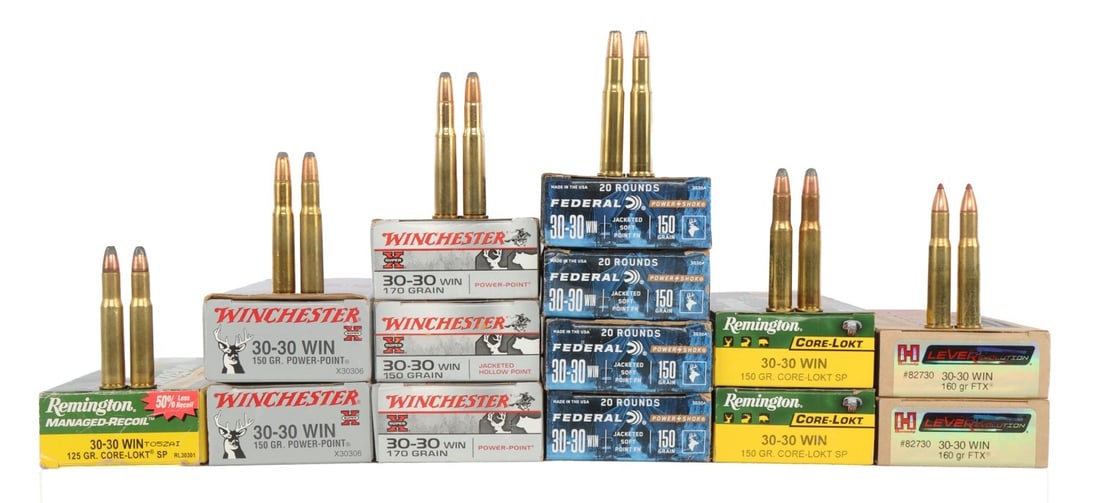 275+ RDS .30-30 WIN SP DEER & BEAR HUNTING AMMO: Lot of more than 275 rds .30-30 Winchester soft point hunting ammunition. Federal, Hornady, Remington Core-Lokt.