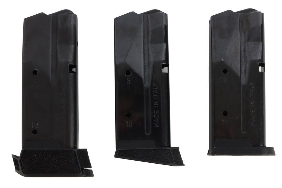 SIG SAUER P365 9MM PISTOL MAGAZINE LOT OF 3: Lot of three (3) magazines for the Sig Sauer P365. Includes 2x10rd, 1x12rd.