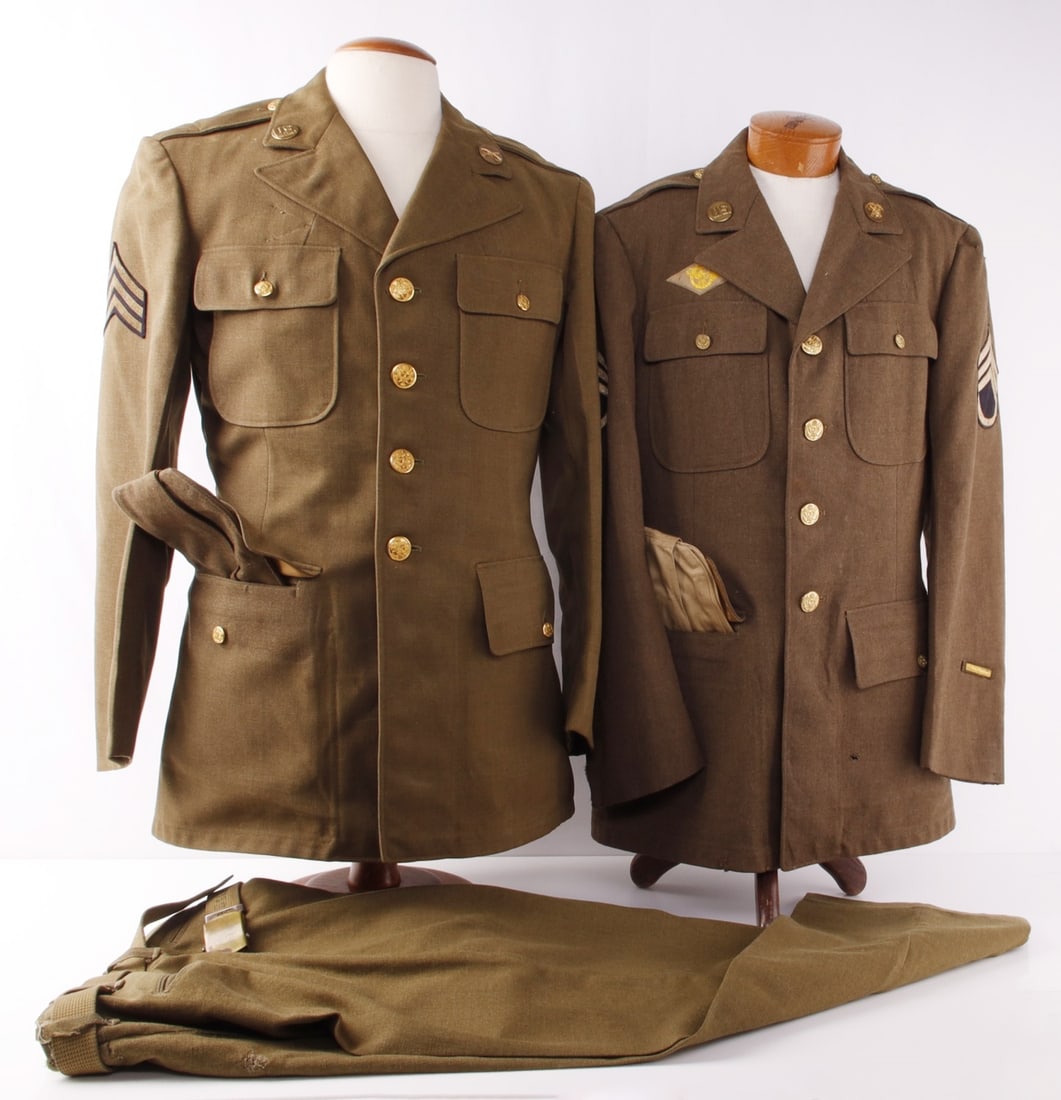 WWII US SERVICE UNIFORM JACKET & TROUSERS LOT OF 6 (1 of 8)