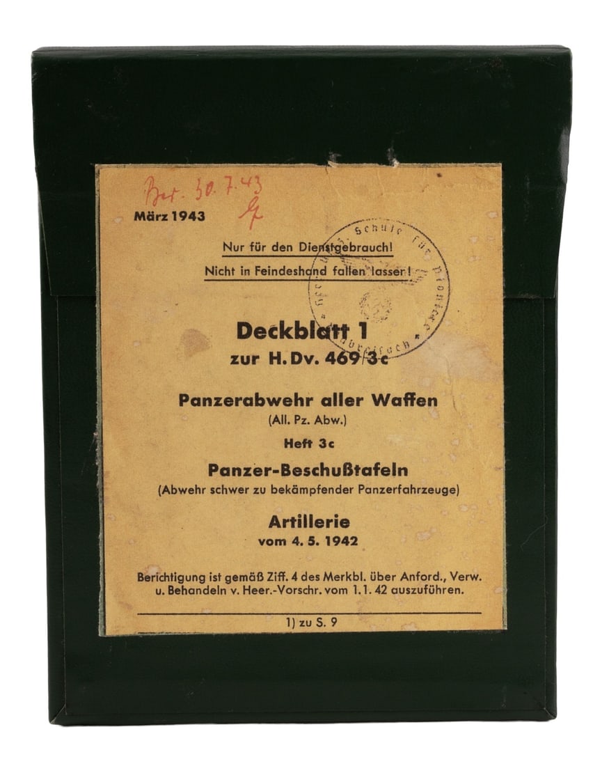 WWII GERMAN ANTI-TANK DEFENSE & COMBAT MATERIAL: A box containing sleeves from Panzerawehr Aller Waffen (Fighting Tanks with All Weapons).