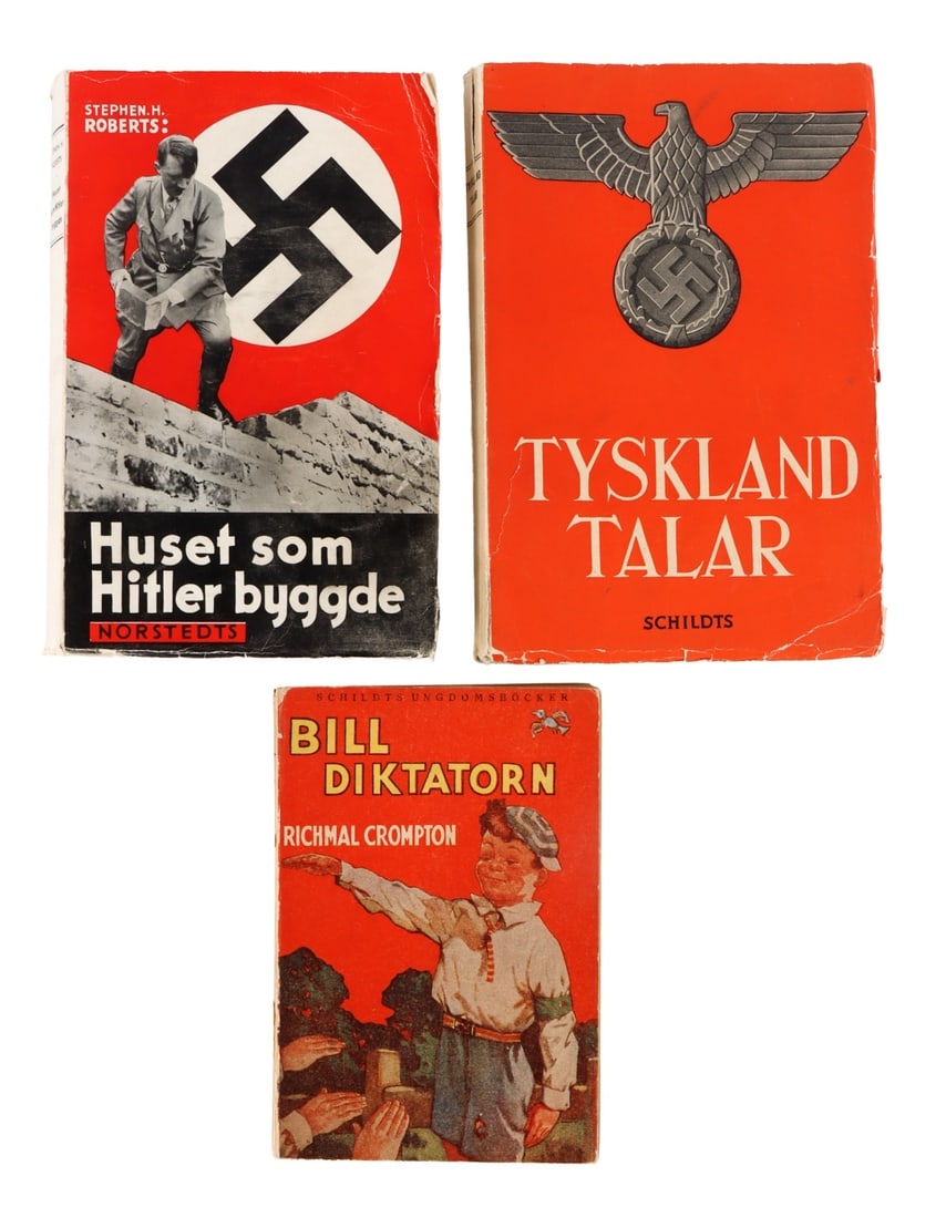 WWII SWEDISH BOOKS ABOUT HITLER LOT OF 3: Three Swedish language books pertaining to the regime of Adolf Hitler.