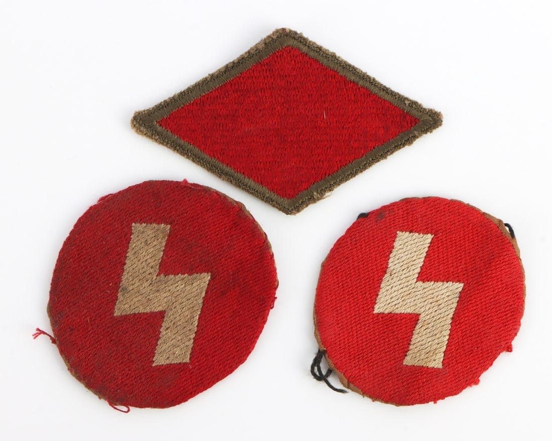 THREE HITLER YOUTH DJ SLEEVE PATCHES: Cloth construction. Non fluorescing. Measure 2 inches.