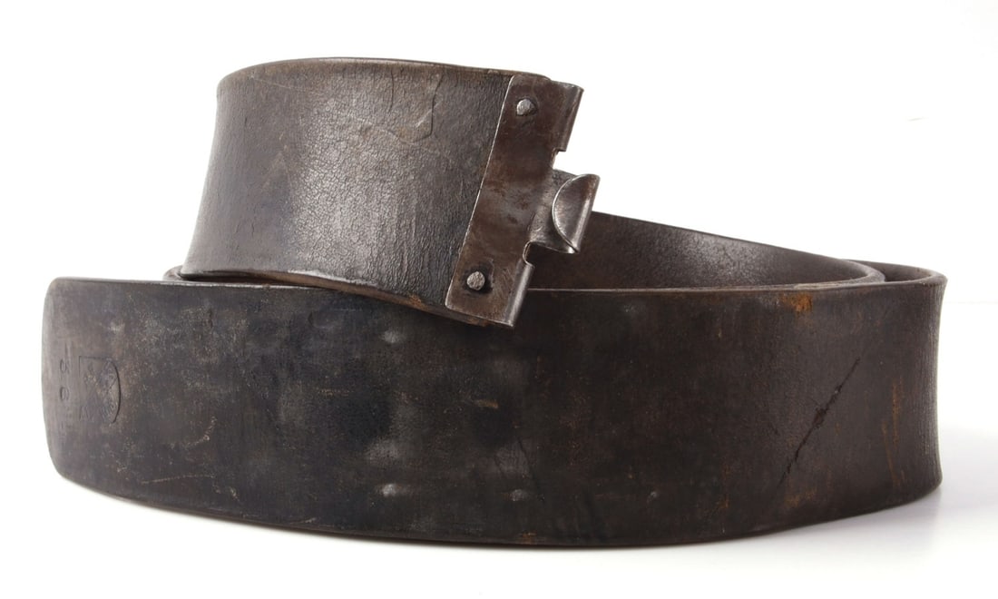 WWII GERMAN SA PARAMILITARY LEATHER BELT: Maker's marked "BF Fidelitas KnE." Size marked "36."