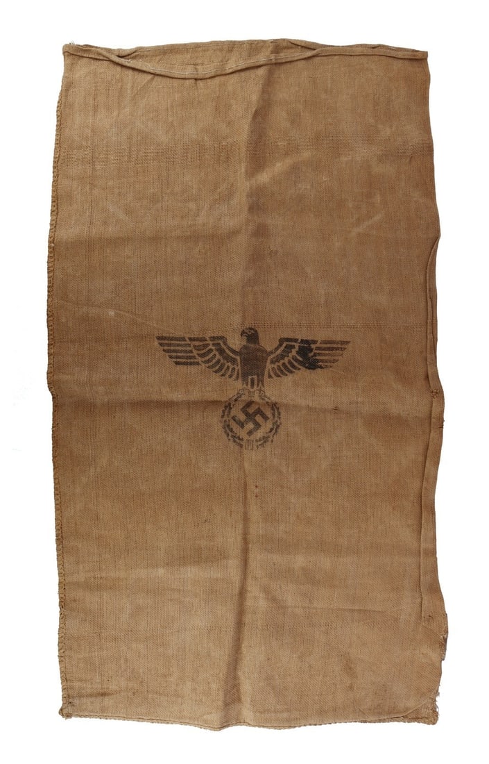 WWII GERMAN THIRD REICH HEER GRAIN SACK: A grain sack for the Heer of the Wehrmacht. Bears words "H. I. Vpfl 1943." This is an abbreviation for Heeres Verpflegung. 28 X 47.5 inches.