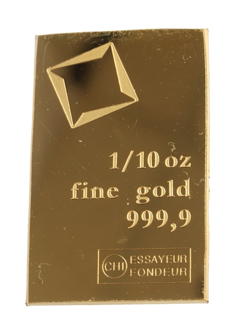1/10 TROY OUNCE VALCAMBI SUISSE GOLD BAR: Guaranteed. This lot has a reserve.