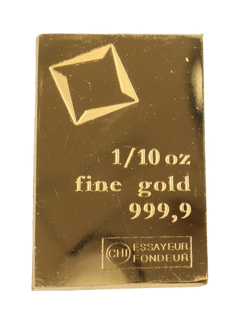 1/10 TROY OUNCE VALCAMBI SUISSE GOLD BAR: Guaranteed. This lot has a reserve.
