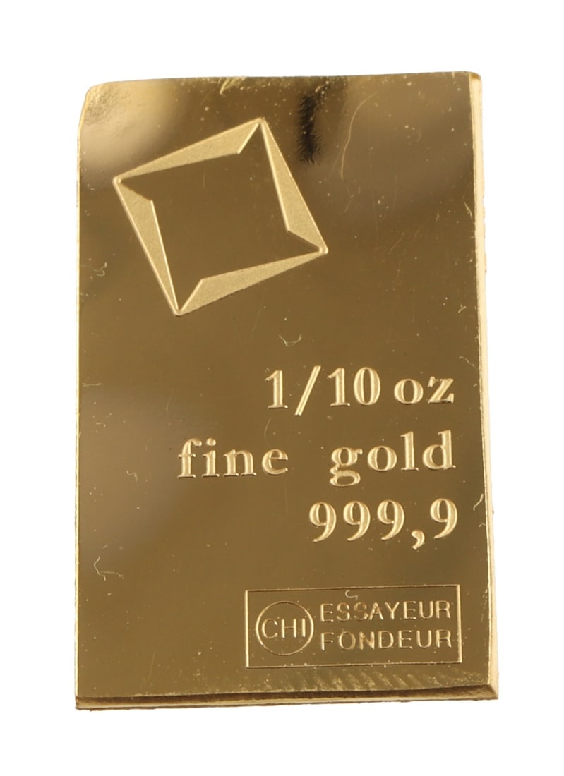 1/10 TROY OUNCE VALCAMBI SUISSE GOLD BAR: Guaranteed. This lot has a reserve.
