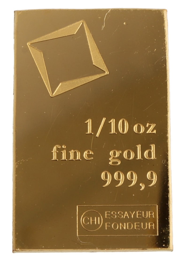 1/10 TROY OUNCE VALCAMBI SUISSE GOLD BAR: Guaranteed. This lot has a reserve.