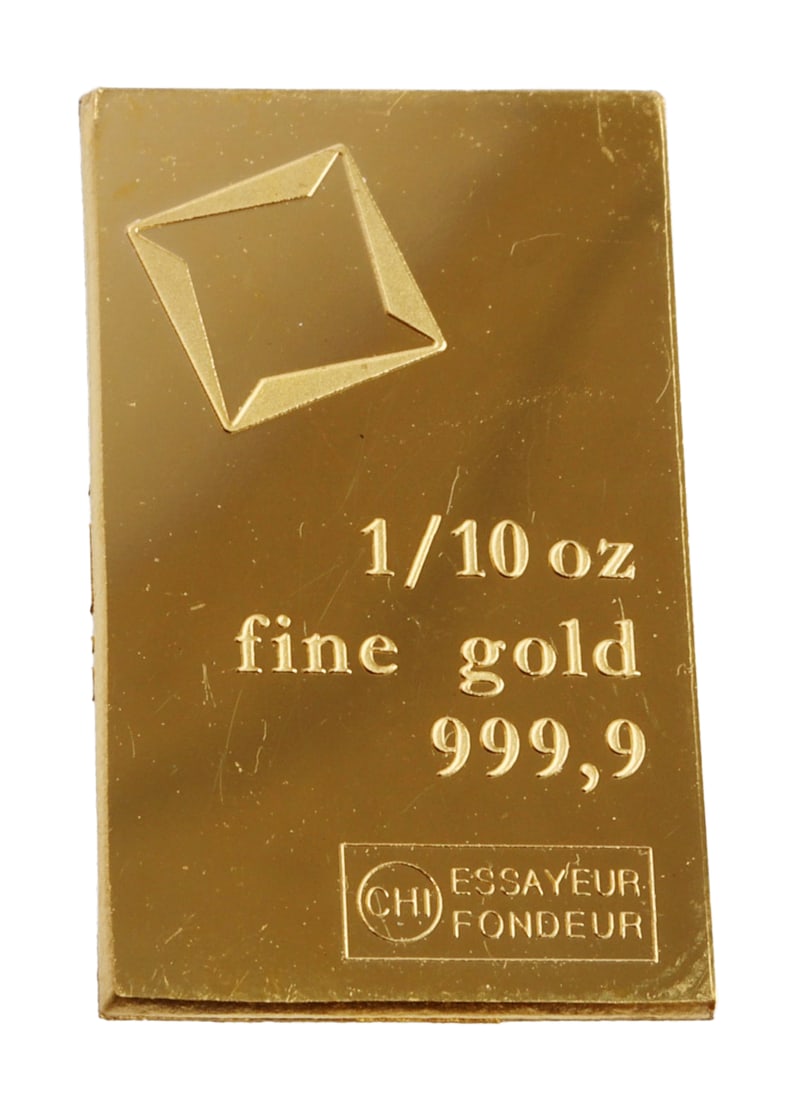 1/10 TROY OUNCE VALCAMBI SUISSE GOLD BAR: Guaranteed. This lot has a reserve.