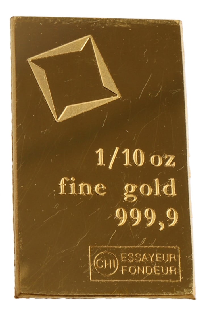 1/10 TROY OUNCE VALCAMBI SUISSE GOLD BAR: Guaranteed. This lot has a reserve.