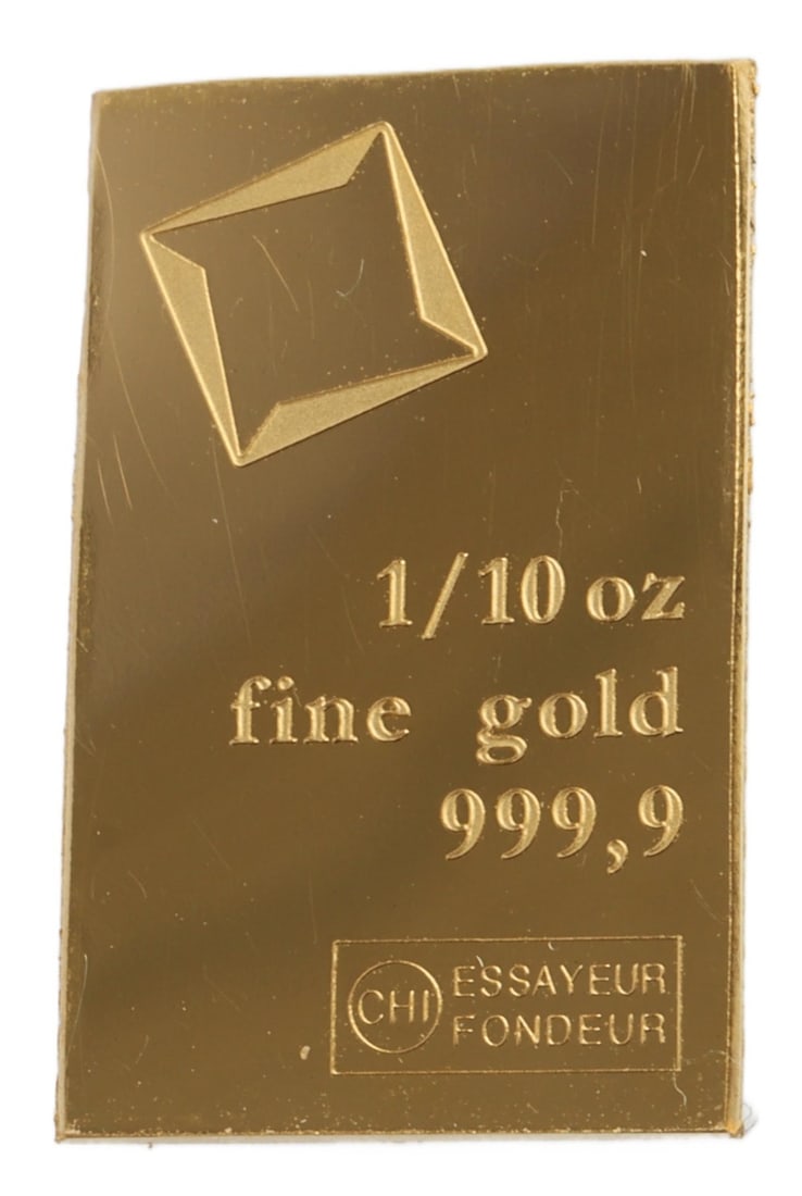 1/10 TROY OUNCE VALCAMBI SUISSE GOLD BAR: Guaranteed. This lot has a reserve.
