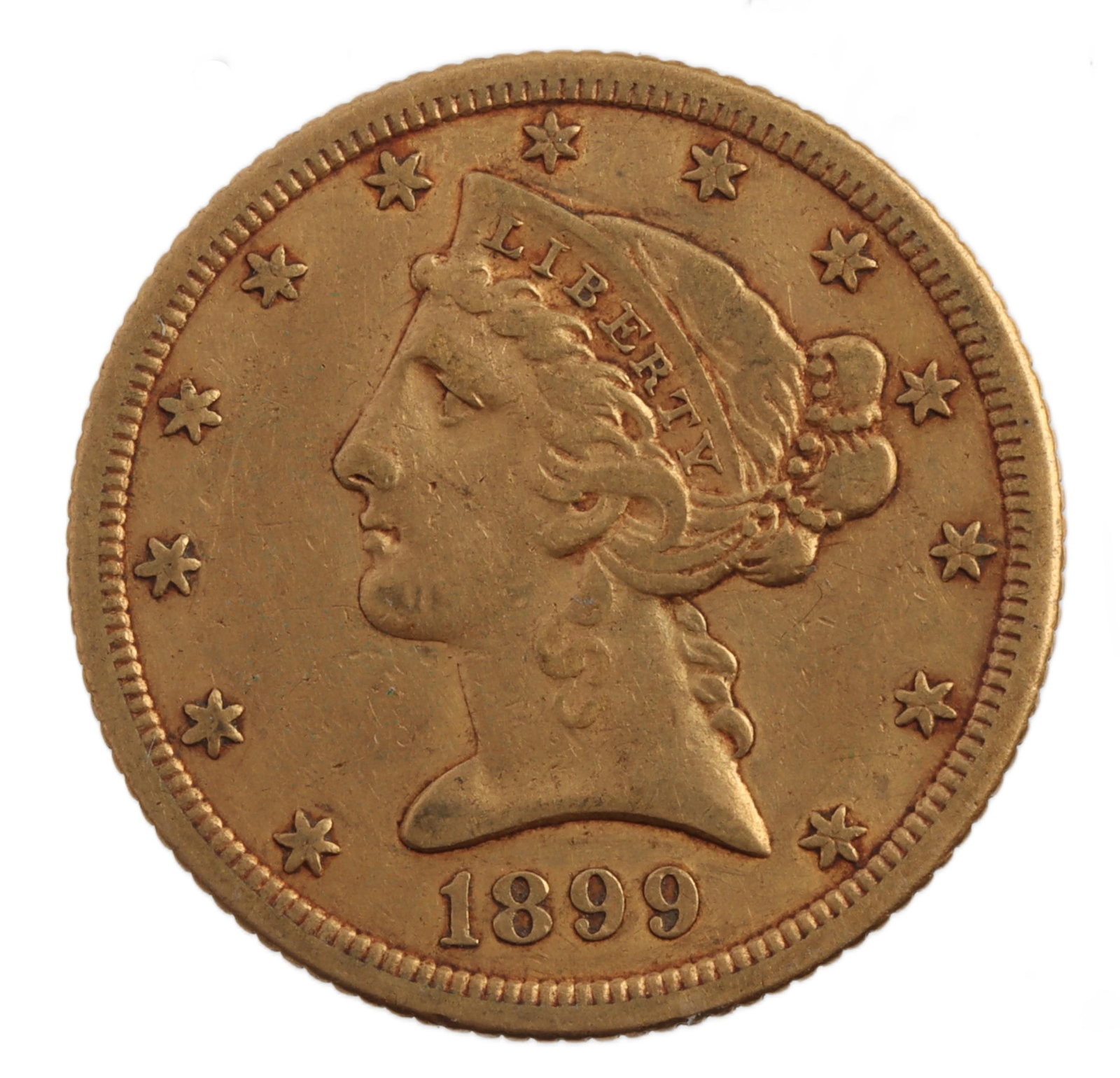 1899 S 5 DOLLAR GOLD LIBERTY COIN (1 of 3)