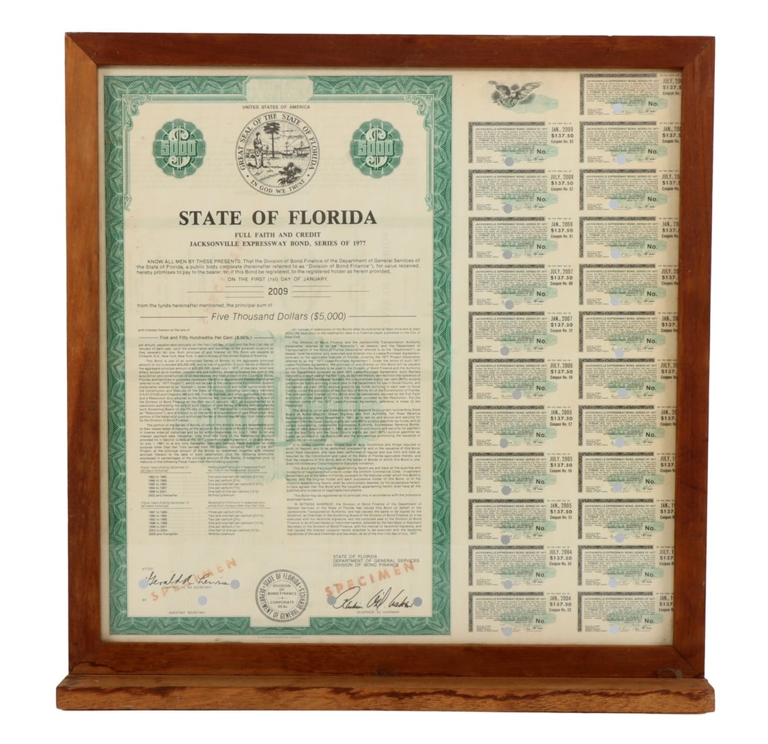 STATE OF FLORIDA 1977 JACKSONVILLE EXPRESSWAY BOND (1 of 10)