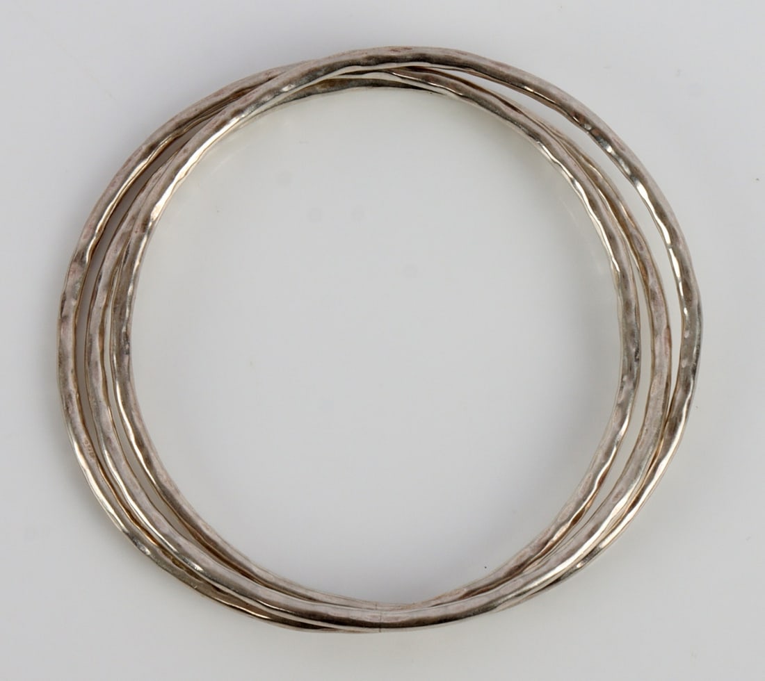 925 STERLING SILVER INTERLOCKING TRIPLE BANGLE - 2