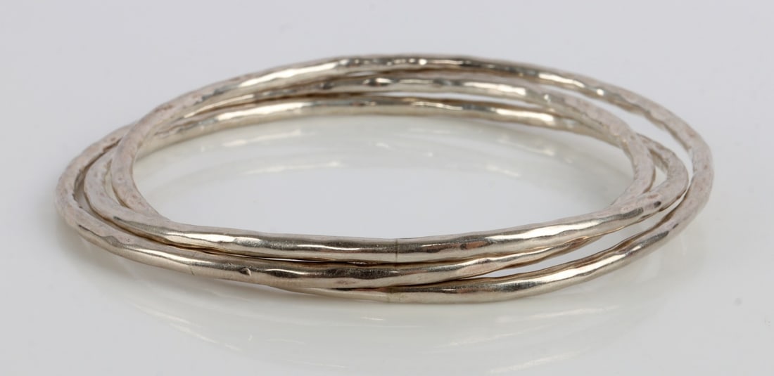925 STERLING SILVER INTERLOCKING TRIPLE BANGLE - 3
