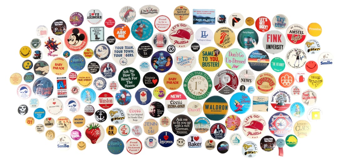VINTAGE PIN BUTTON ADVERTISING COLLECTION 125+ PCS (1 of 5)