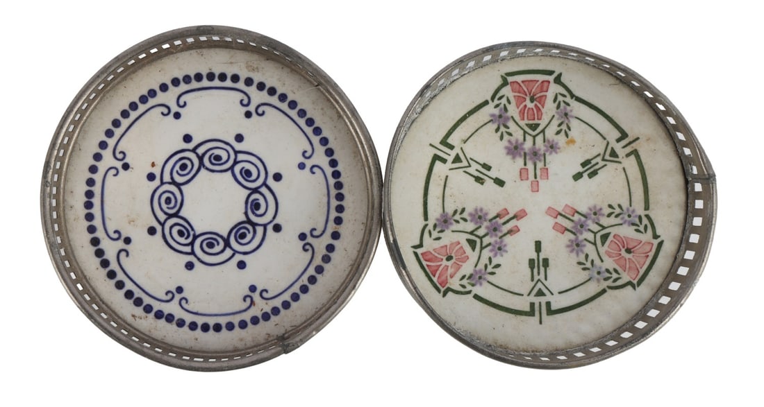 ART NOUVEAU VINTAGE CERAMIC COASTERS GERMANY 2 PCS (1 of 8)