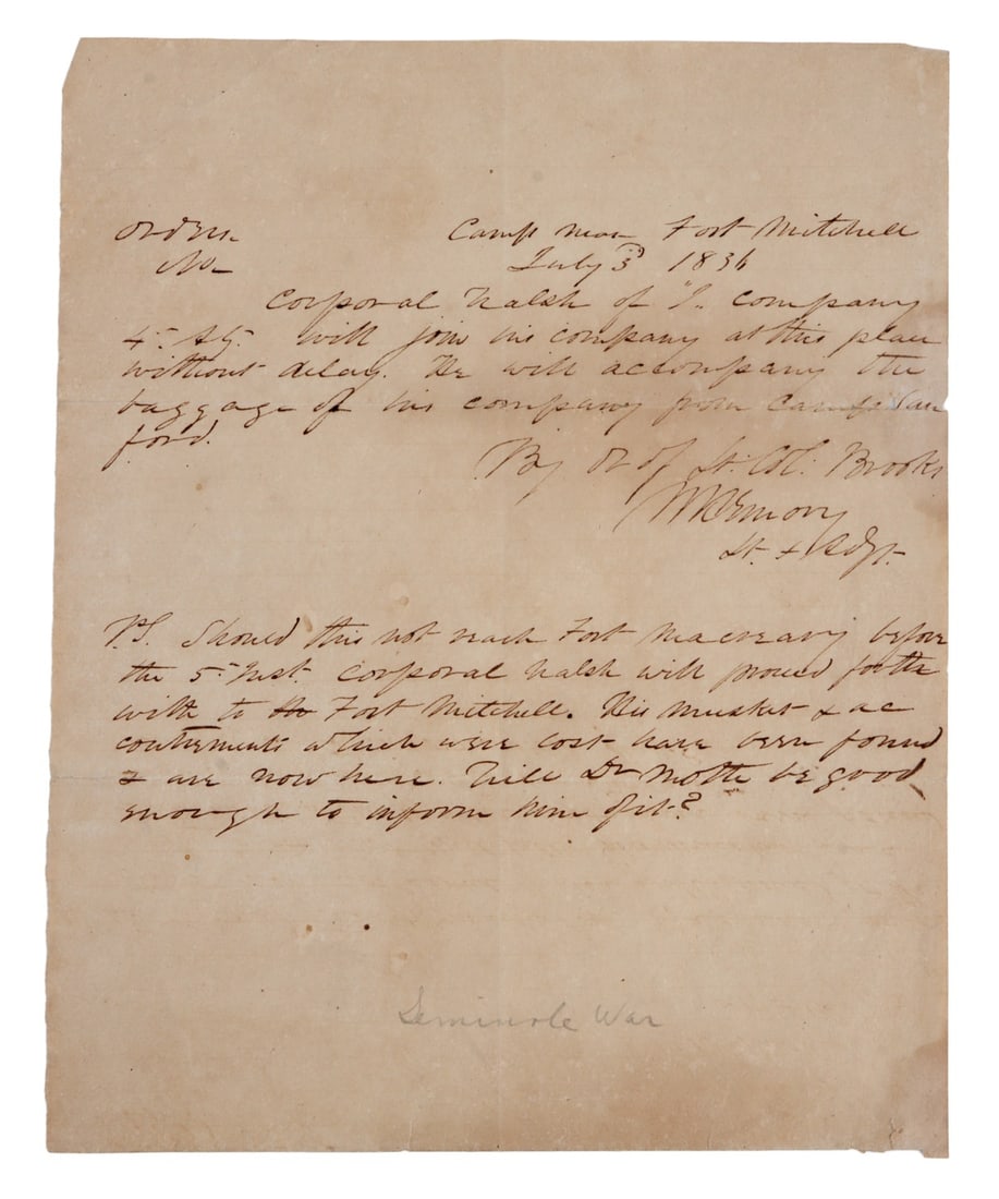 SEMINOLE WARS TRAIL OF TEARS FIELD ORDER ADS (1 of 5)