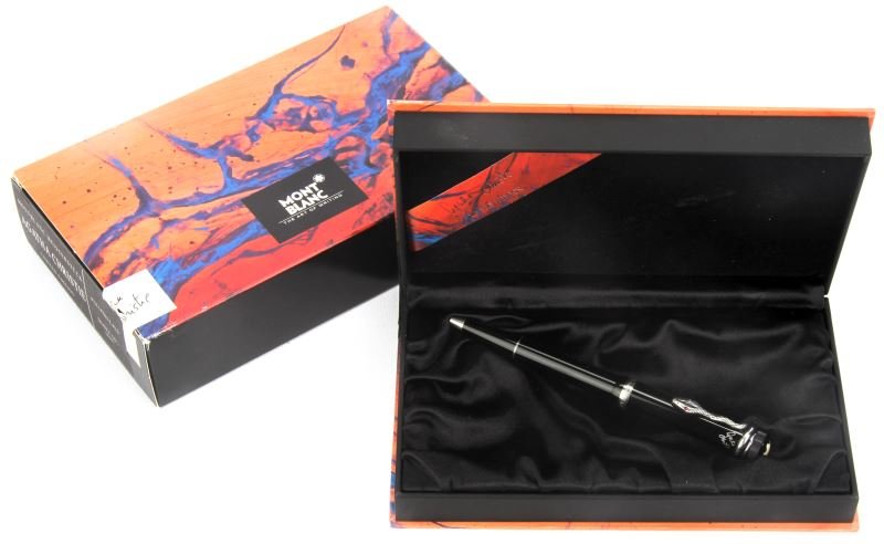 MONTBLANC LIMITED EDITION AGATHA CHRISTIE PEN: 1993 Montblanc limited edition hand-crafted ballpoint pen. Model # 28607 in original case and box as issued by Montblanc Meisterstuck. Used in excellent condition.