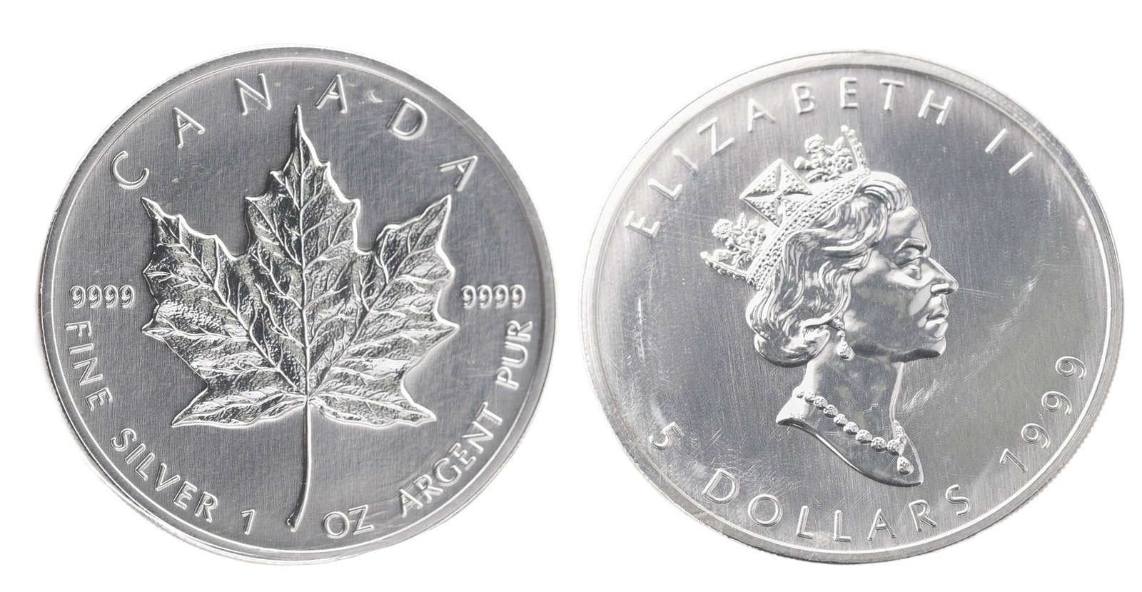 1 Ozt .9999 Silver Canadian Maple Leaf Coin (1 of 3)