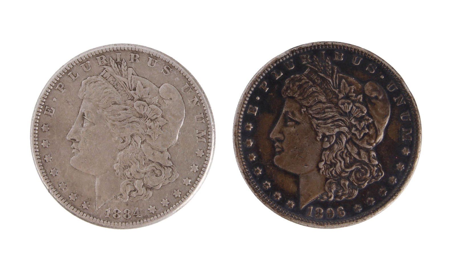 1884 & 1896 Two Morgan Silver Dollar Coins (1 of 2)