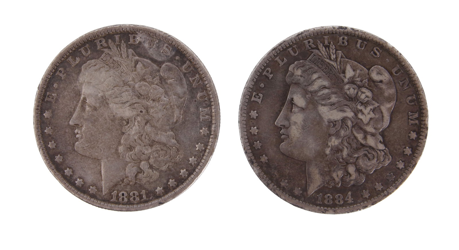 1884 O & 1881 Two Morgan Silver Dollar Coins (1 of 2)