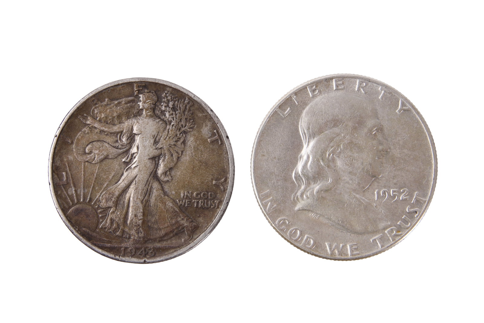 1943 Walker and 1952 Franklin 90% Silver Halves (1 of 2)