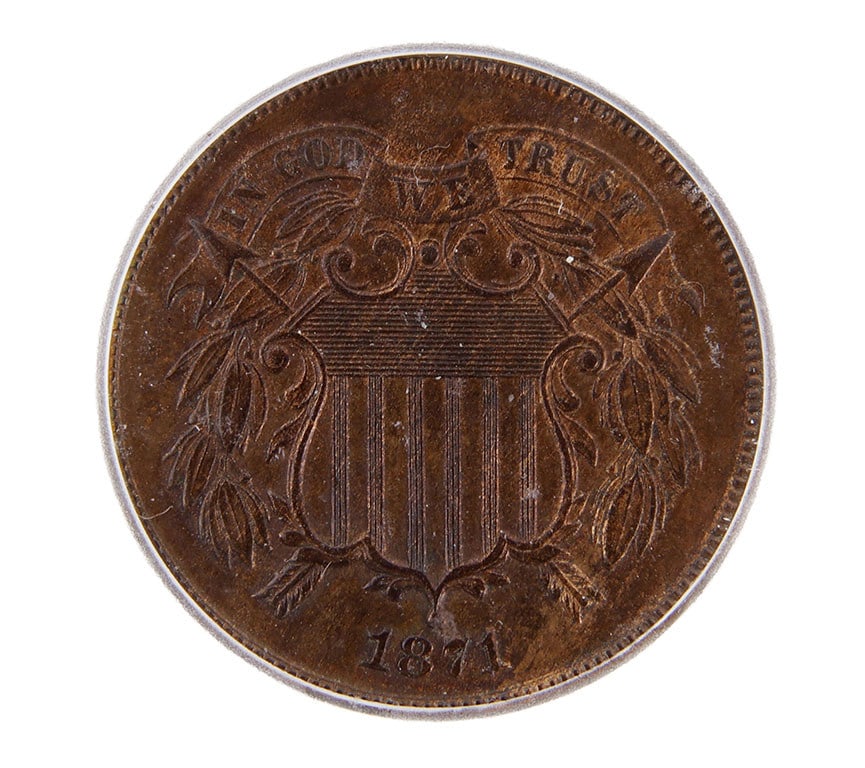 1871 2C Two-Cent Piece RB ICG Graded AU58 (1 of 4)