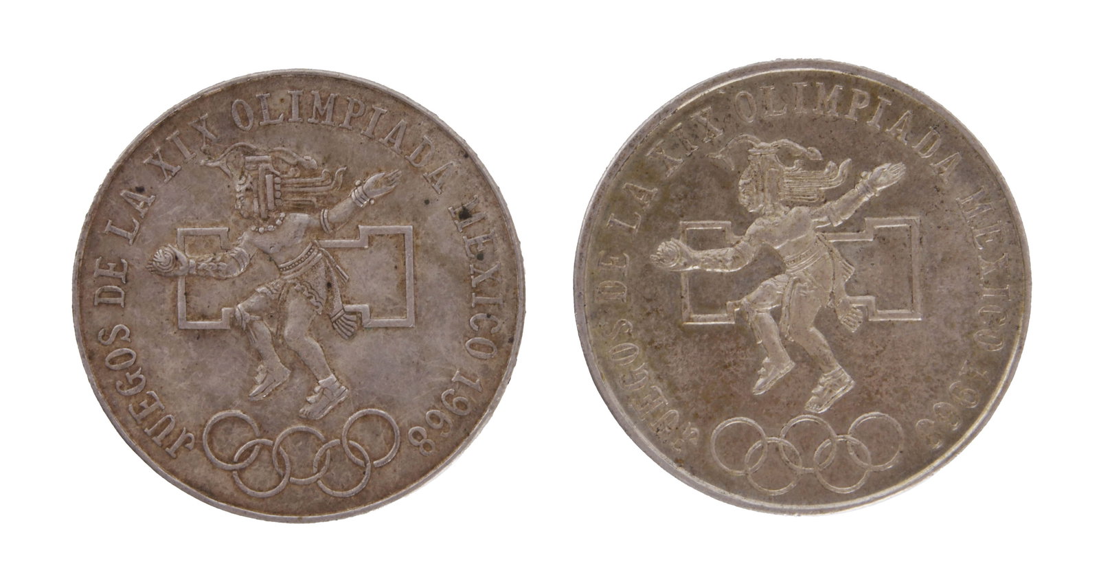 1968 2 Mexico Olympics 90% Silver 25 Peso Coins (1 of 2)