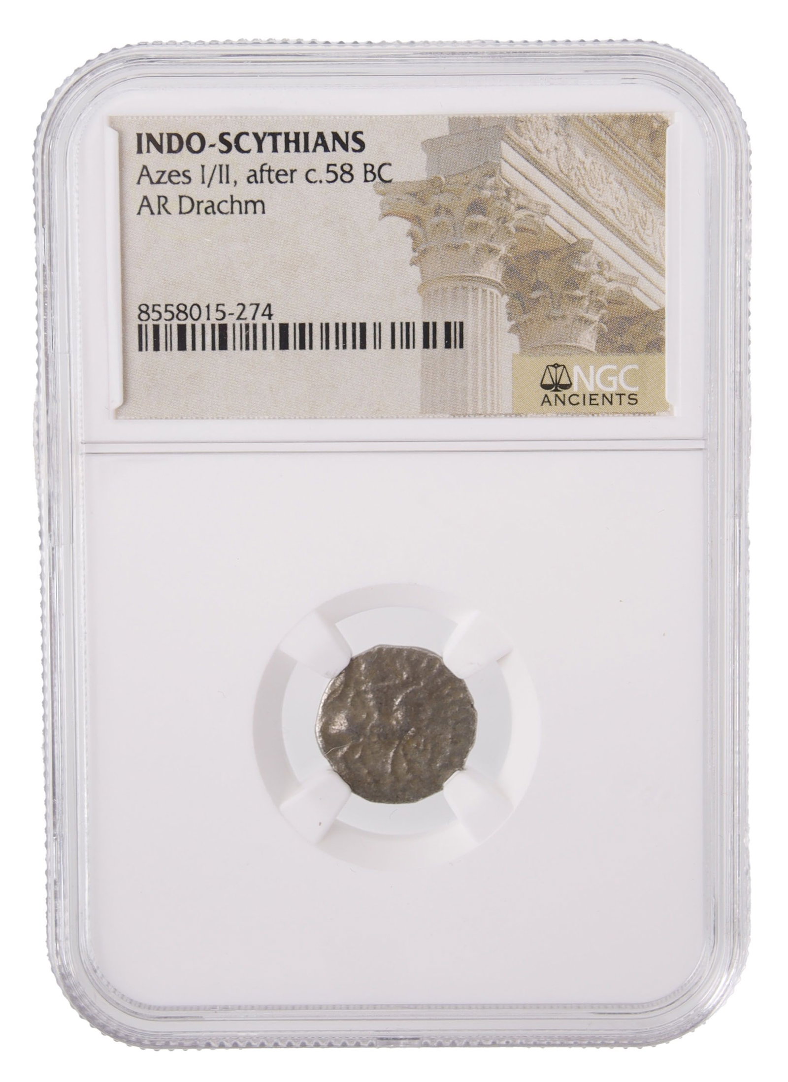 Silver Drachm from Azes I/II Ancient indo-Scythian: NGC certification #8558015-274.