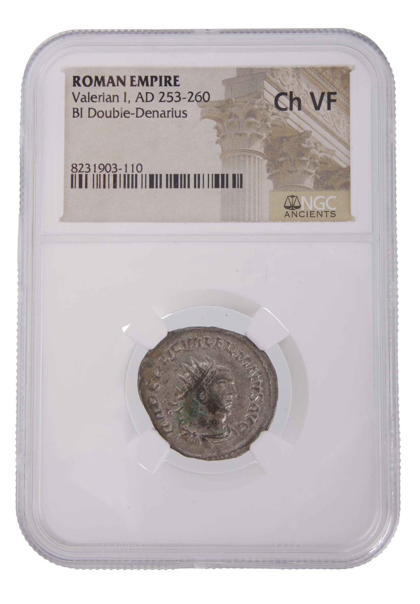 Valerian I 253-260 Roman BI Double-Denarius Ch VF: NGC Ancients 8231903-110. Valerian I, AD 253-260 ROMAN EMPIRE BI Double-Denarius. Grade Ch VF.