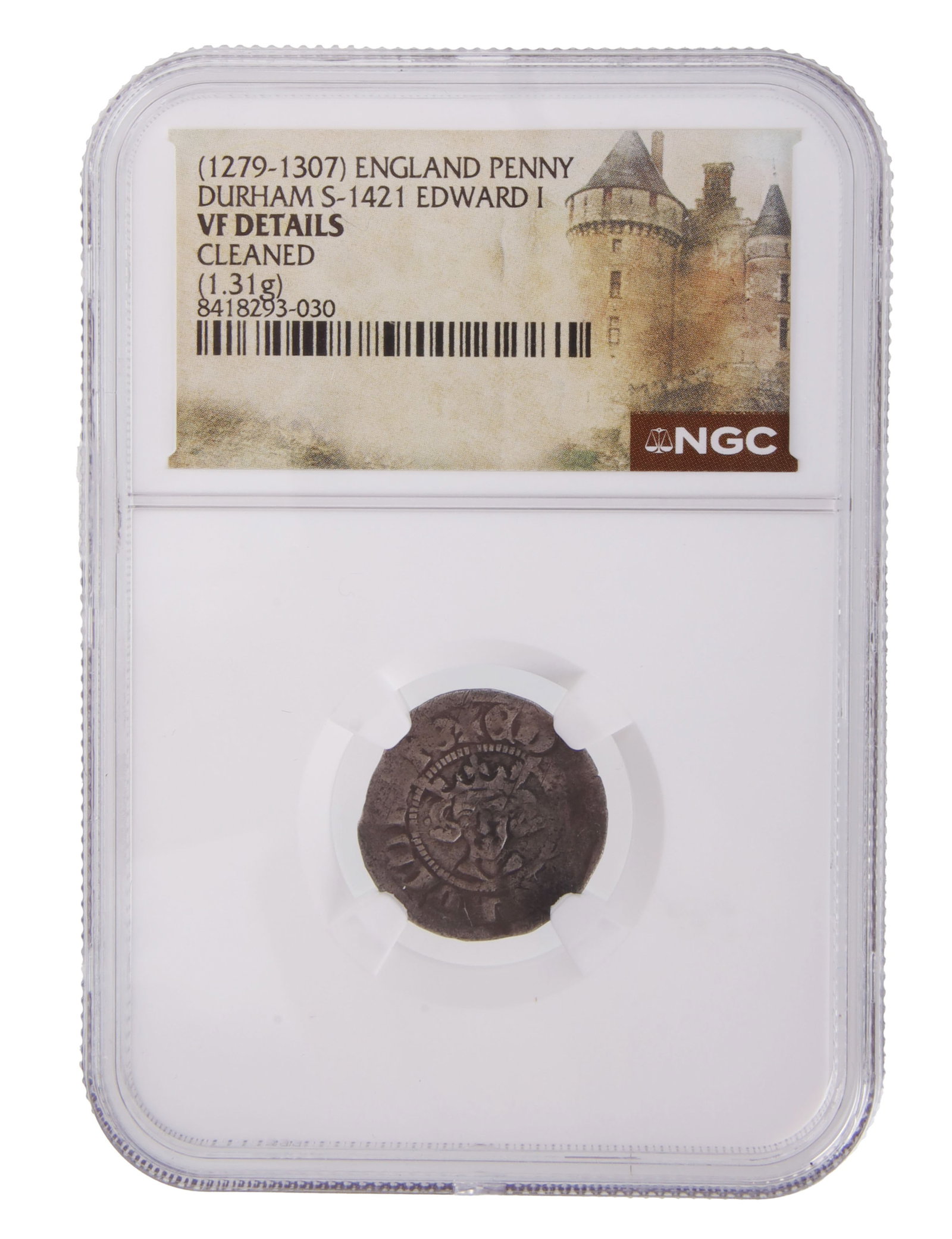 Penny from Edward I NGC VF Details England: An English penny from the reign of Edward I, recovered in Durham, England. Very Fine Details. NGC #8418293-030.