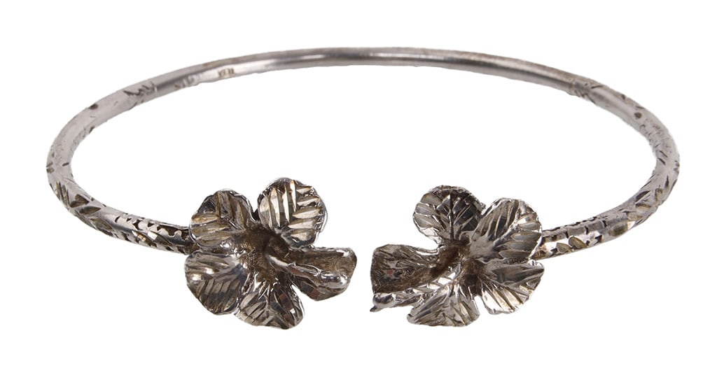 Hibiscus Bypass Bracelet Cuff Sterling Silver (1 of 2)