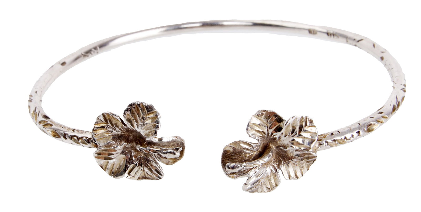 Hibiscus Bypass Cuff Bracelet Sterling Silver (1 of 2)