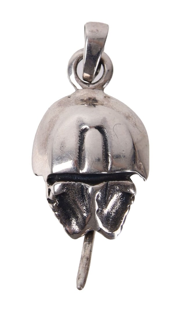 Horseshoe Crab Pendant Sterling Silver: A sterling silver pendant of a horseshoe crab. .75 inches (2cm).