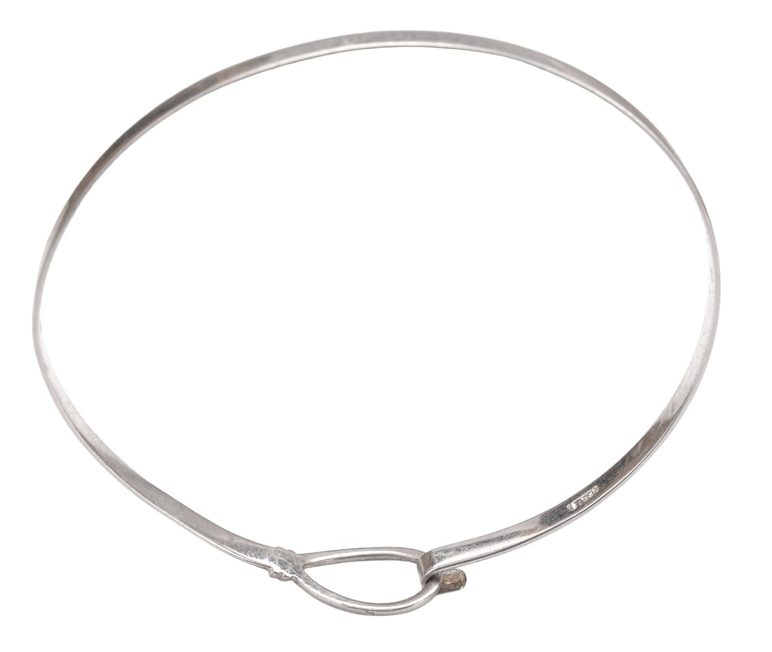 Loop Hook Bracelet Bangle Sterling Silver - 8