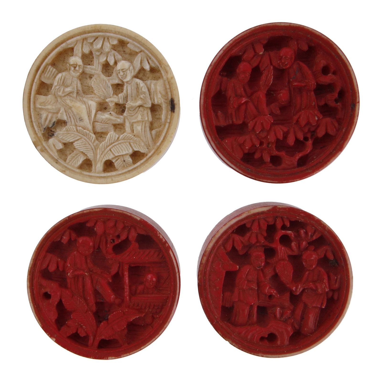 Antique Chinese Carved Ivory Checker Pieces (1 of 5)