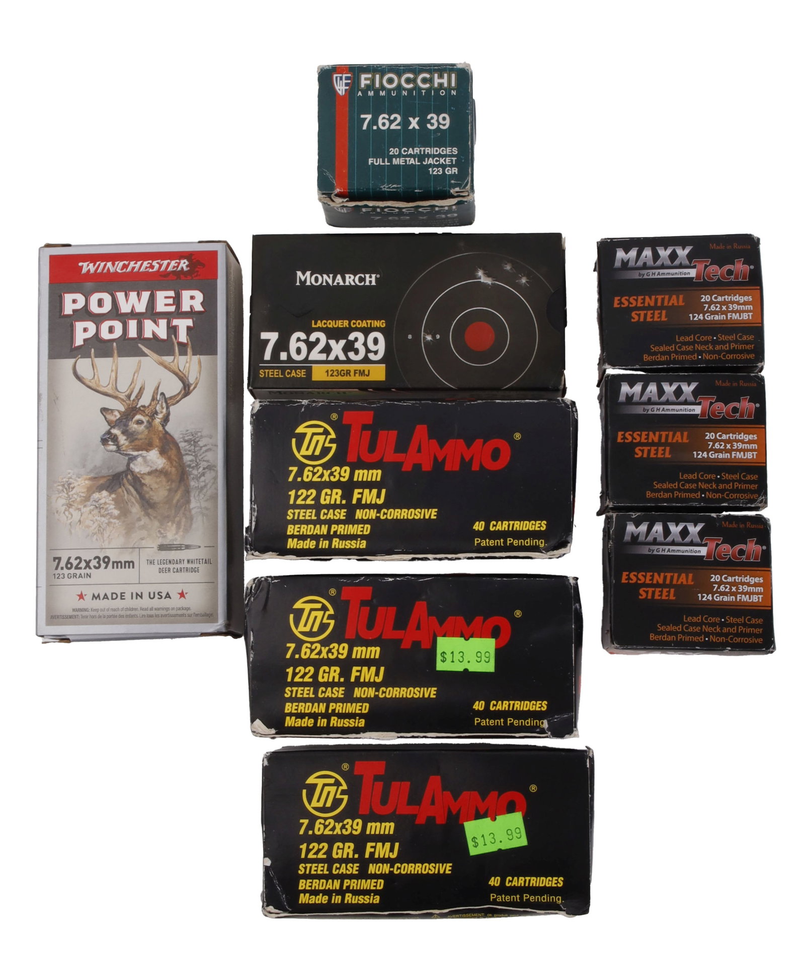 240 Rds 7.62X39 123GR FMJ AK-47 Rifle Ammo: Lot of 240 rounds factory new 7.62x39mm 122-124gr FMJ centerfire rifle ammo. No international shipping.