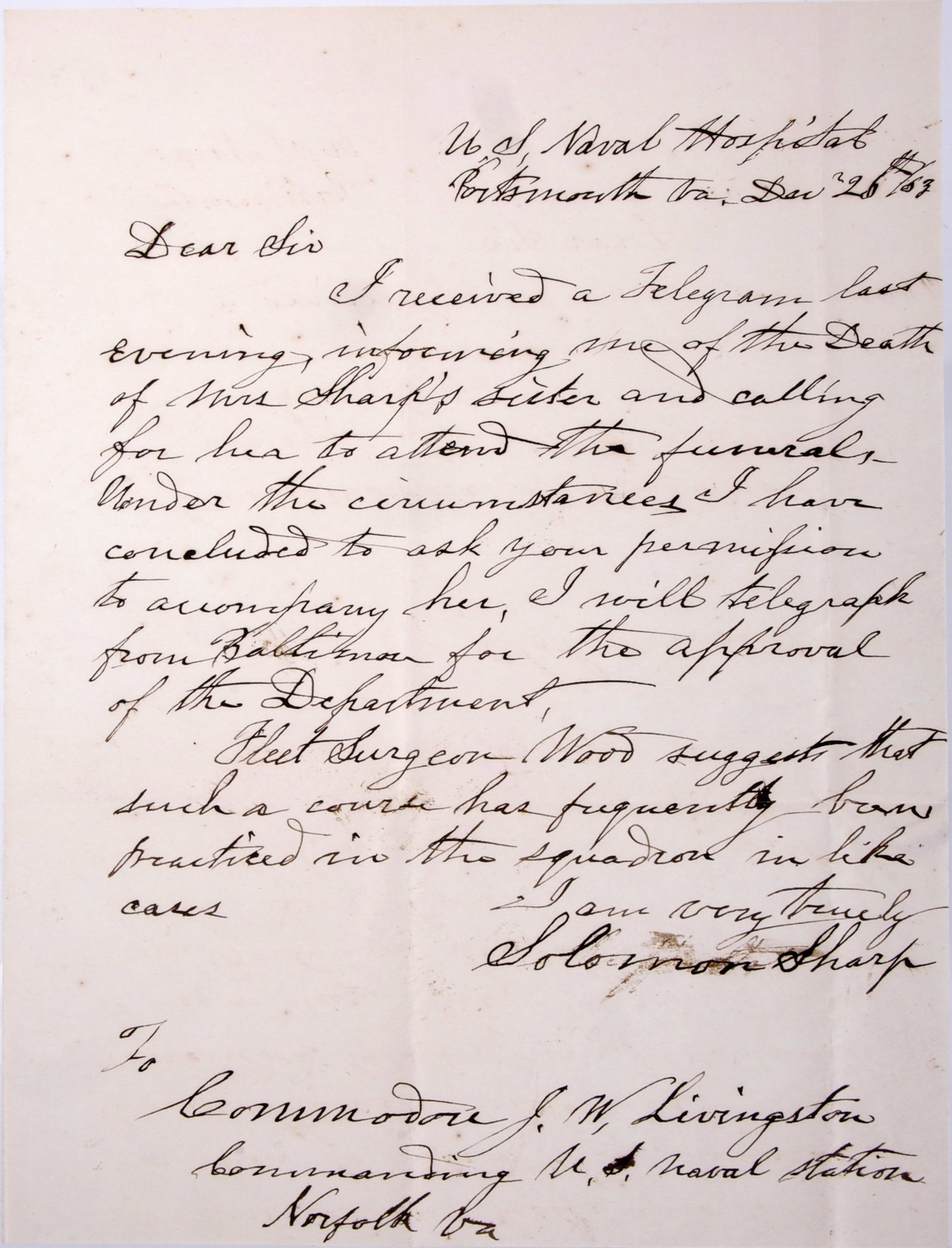 Civil War Naval Hospital Surgeon Solomon Sharp ALS (1 of 6)