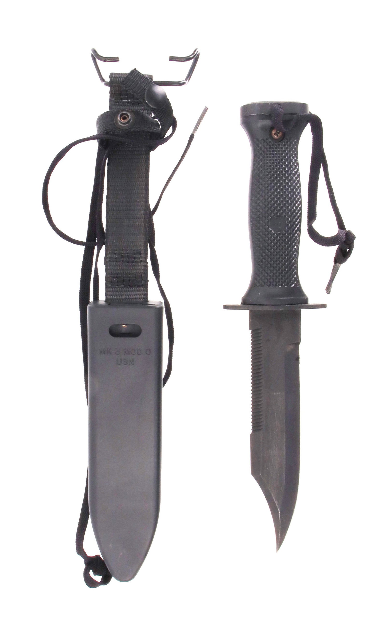 US Navy Mark 3 Mod 0 Dive Knife in Original Box: US Navy Mark 3 Mod 0 2V376 diving knife with sheath.