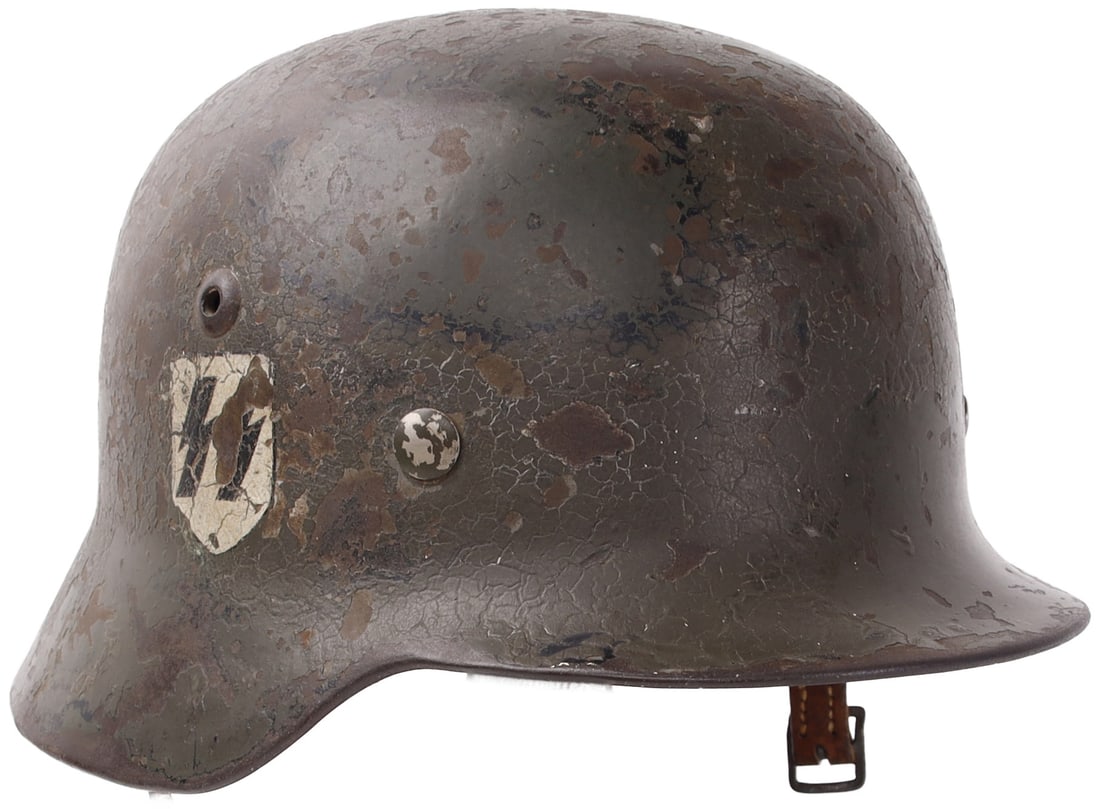 WWII Double Decal SS Reissued German Combat Helmet (1 of 14)