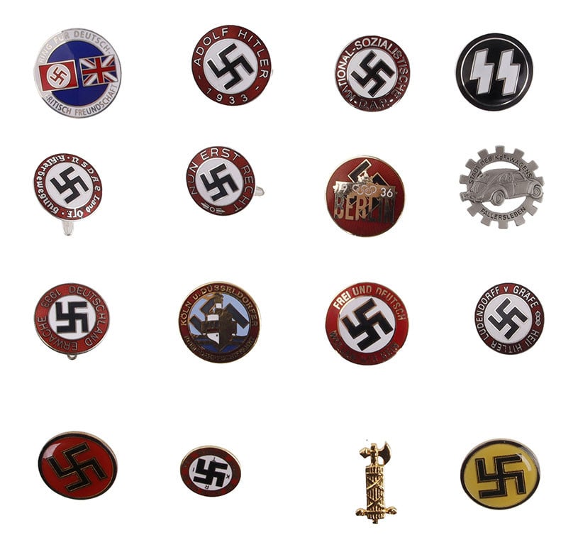 15 NSDAP Badges WWII German Reich: A collection of fifteen (15) badges for the NSDAP and various other organizations.