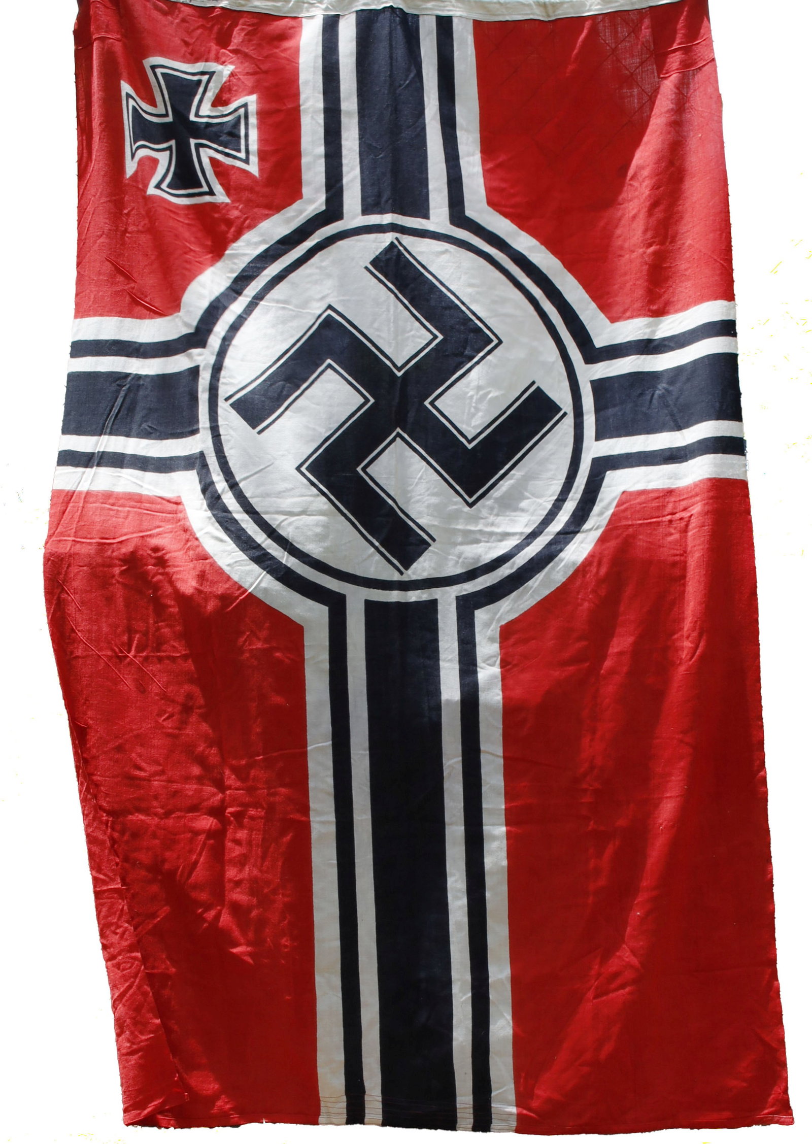 Large Reichskriegflagge WWII German Third Reich: A Reichskriegflagge for the Kriegsmarine of the German Third Reich. Printed on canvas. 98.4x59 inches.