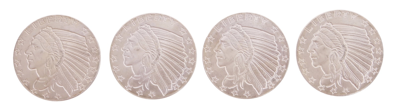 Four Half Ounce .999 Silver Rounds Indian Design (1 of 2)