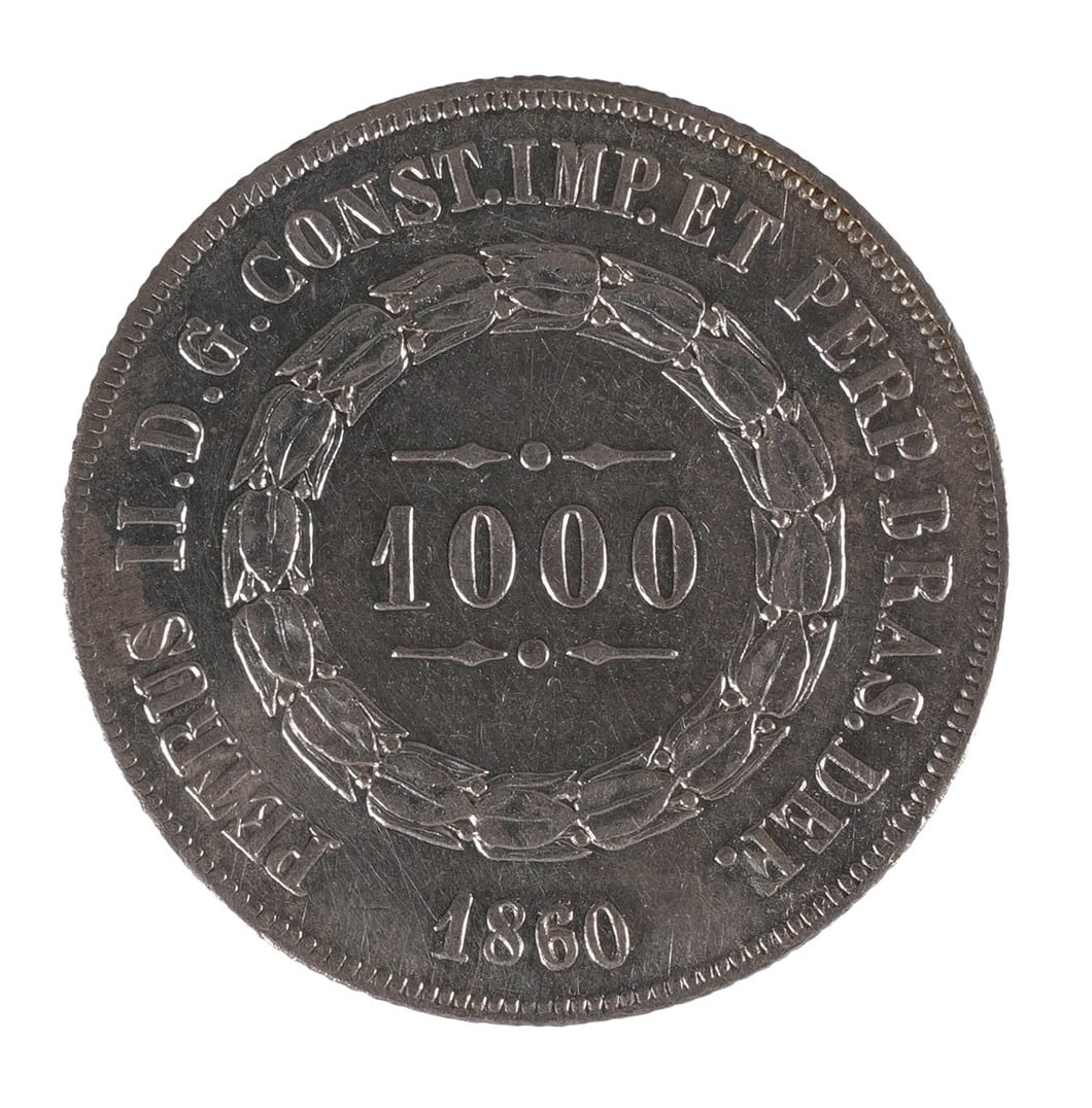 1860 Brazil 1000 Reis Silver Coin (1 of 2)