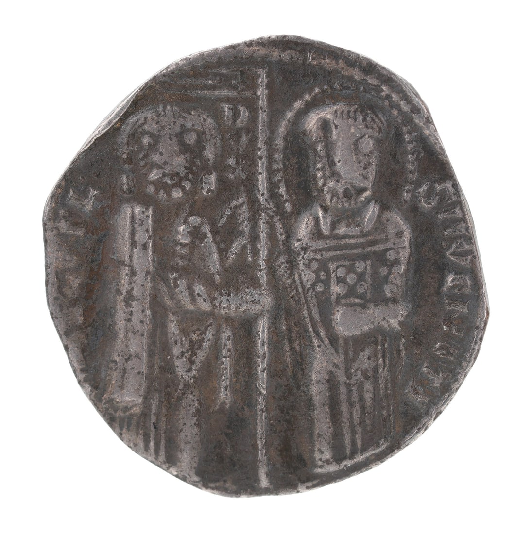 Venetian Silver Grosso Coin 1289 - 1311 AD: Minted under Doge Pietro Gradenigo. It weighs 2.1g. Measures 18.7mm