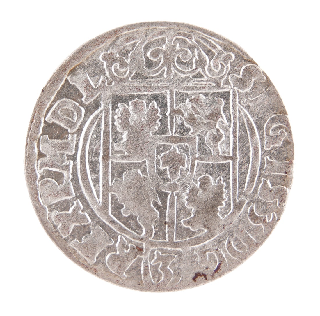 1623 Poltorak 3 Polker Silver Coin: 1623 Poltorak (3 Polker) Coin. Silver, 1.1g. Bydgoszcz mint.